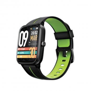 Techmade move smartwatch gps integrato, waterproof ip68, black/green