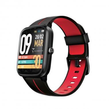 Techmade move smartwatch gps integrato, waterproof ip68, blak/red