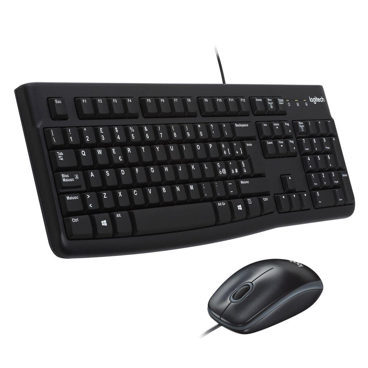 Tastiera + mouse logitech con filo mk120 usb