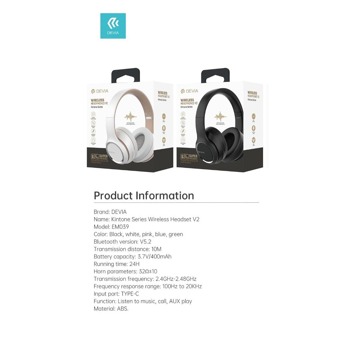 Cuffia wireless em039 bluetooth v. 5.2 ricaricabile nera