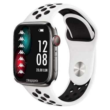 Smartwatch kappa kw-p003 unisex: colore nero siderale, cinturino in silicone nero e bianco