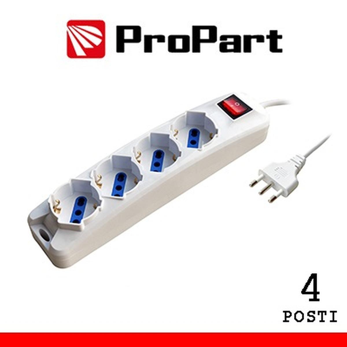 Multipresa 4 posti bipasso/schuko spina16a +interruttore, bianco