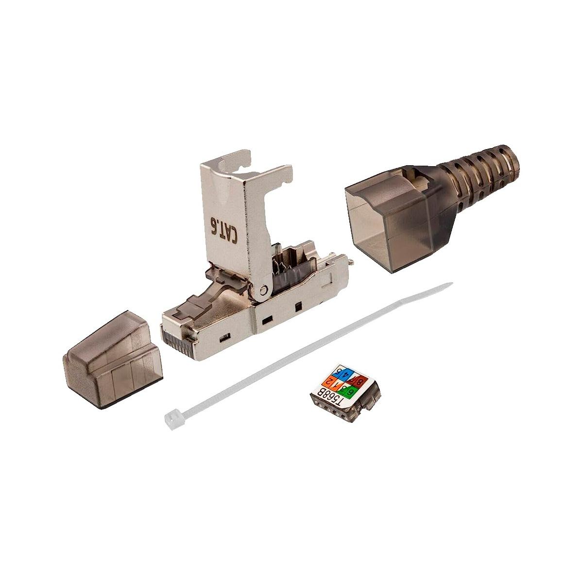 Connettore rj45, compatibile con il cavo ftp cat 6, housing metallico, facile installazione senza necessitÀ di strumenti