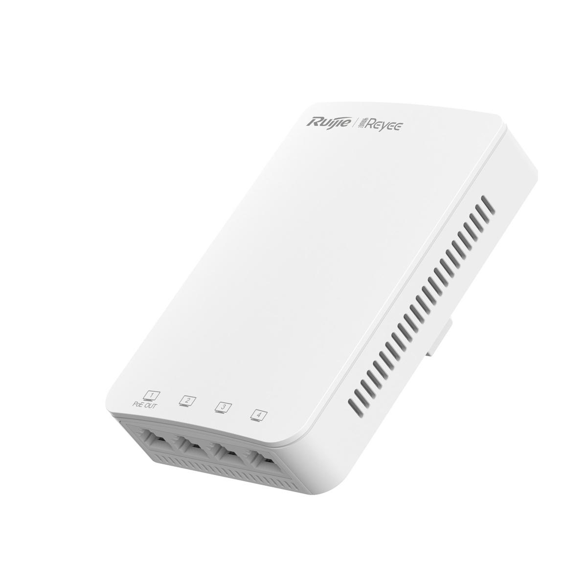 Reyee ap wi-fi 5 omnidirezionale a parete, frequenza 2.4 e 5 ghz, velocitÀ di trasmissione fino a 1267 mbps, switch gigabit 4 porte integrate, installazione su scatole di derivazio