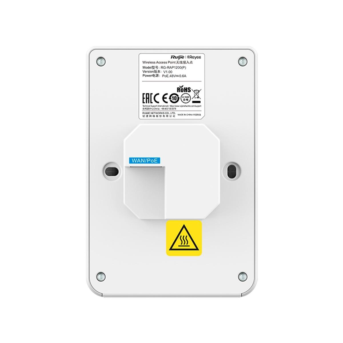 Reyee ap wi-fi 5 omnidirezionale a parete, frequenza 2.4 e 5 ghz, velocitÀ di trasmissione fino a 1267 mbps, switch gigabit 4 porte integrate, installazione su scatole di derivazio