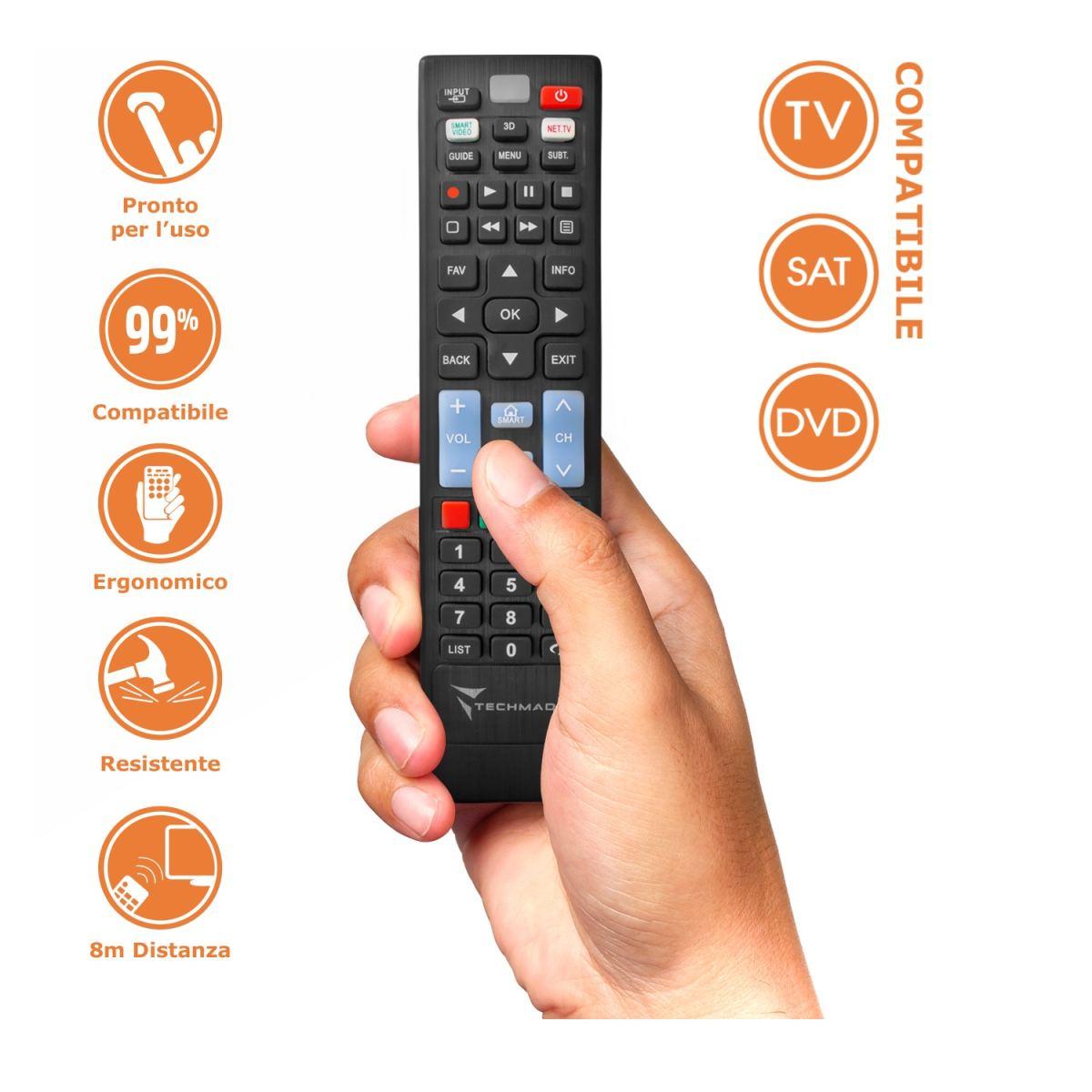 TECHMADE TELECOMANDO AUTOMATICO UNIVERSALE 3 IN 1 SAT TV DVD<br />