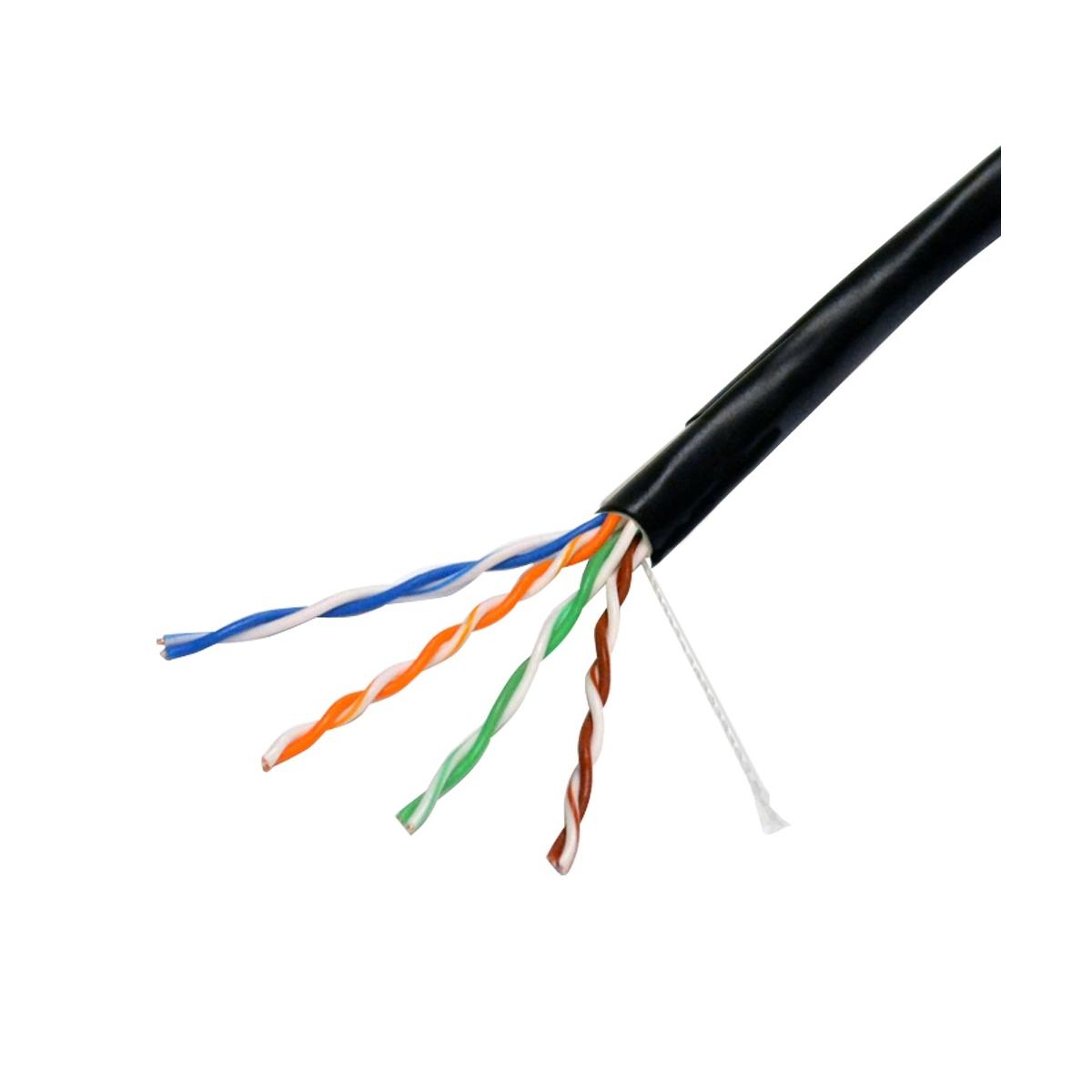 Cavo utp safire categoria 6, bobina di cavo 305 m, awg24, conduttore ofc, purezza 99.9% rame, copertura speciale per esterno, nero