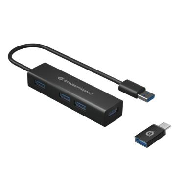 Hub 4-porte usb 3.0 con adattatore usb-c, hubbies06b