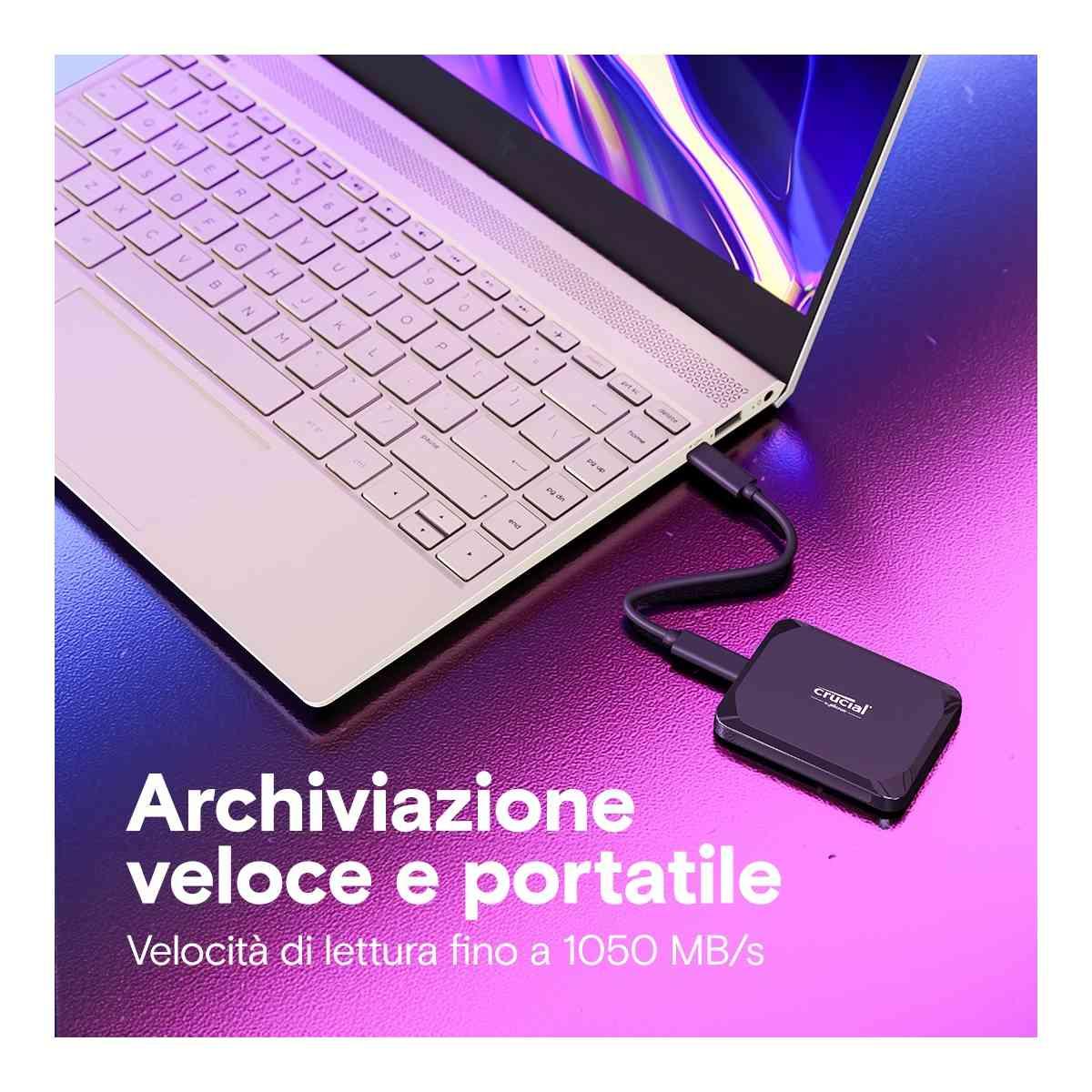 Ssd esterno 1 tera crucial, usb 3.2 gen-2 (10gb/s)