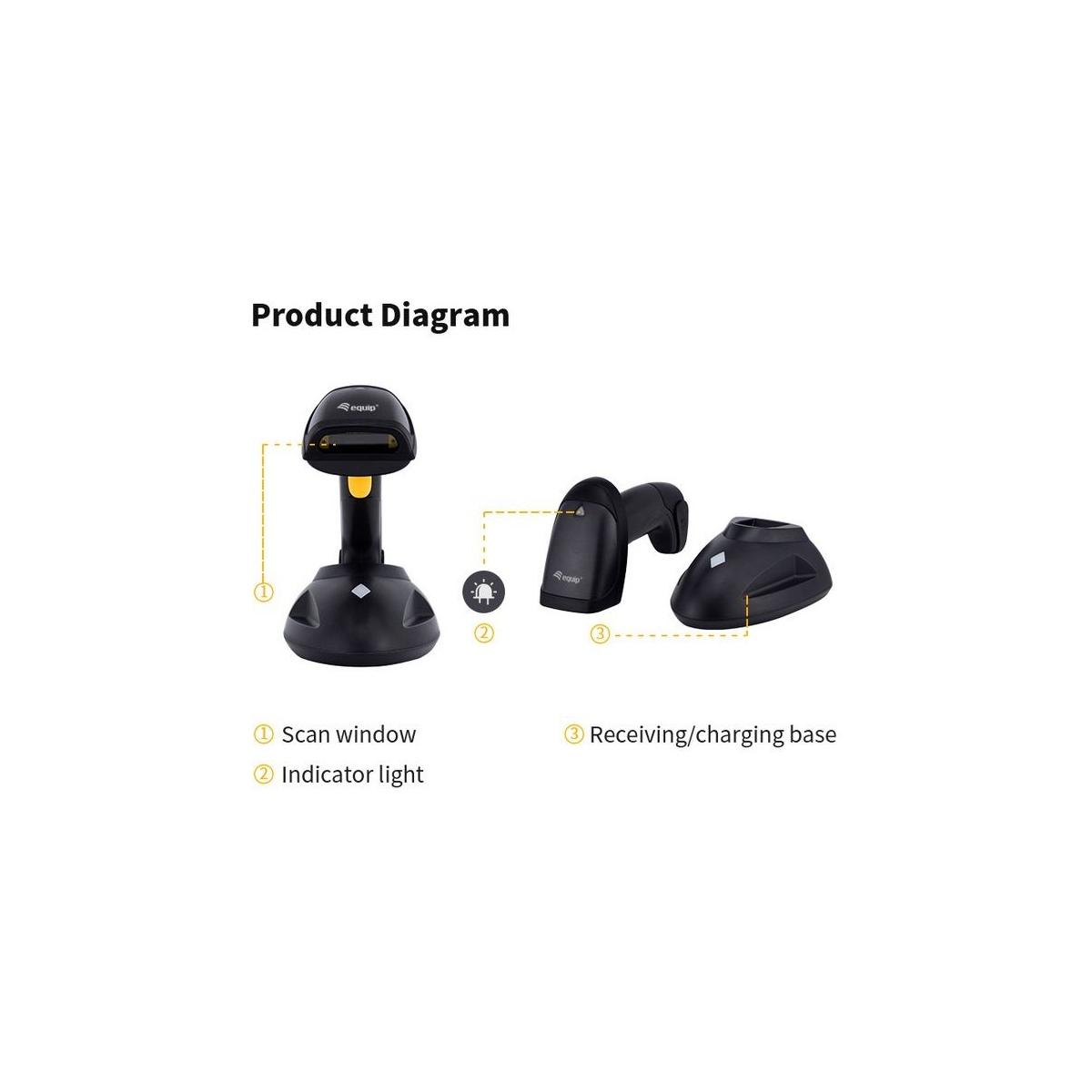 Lettore codici a barre wireless 1d a lunga distanza con stand, equip, 351025