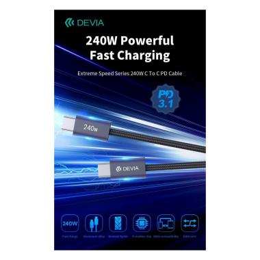 Cavo devia da tipo-c a tipo-c pd 240w super rapido 2 metri