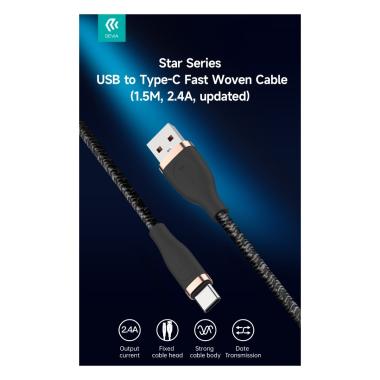 Cavo intrecciato da usb a tipo-c 2,4 a, 1,5 metri bianco