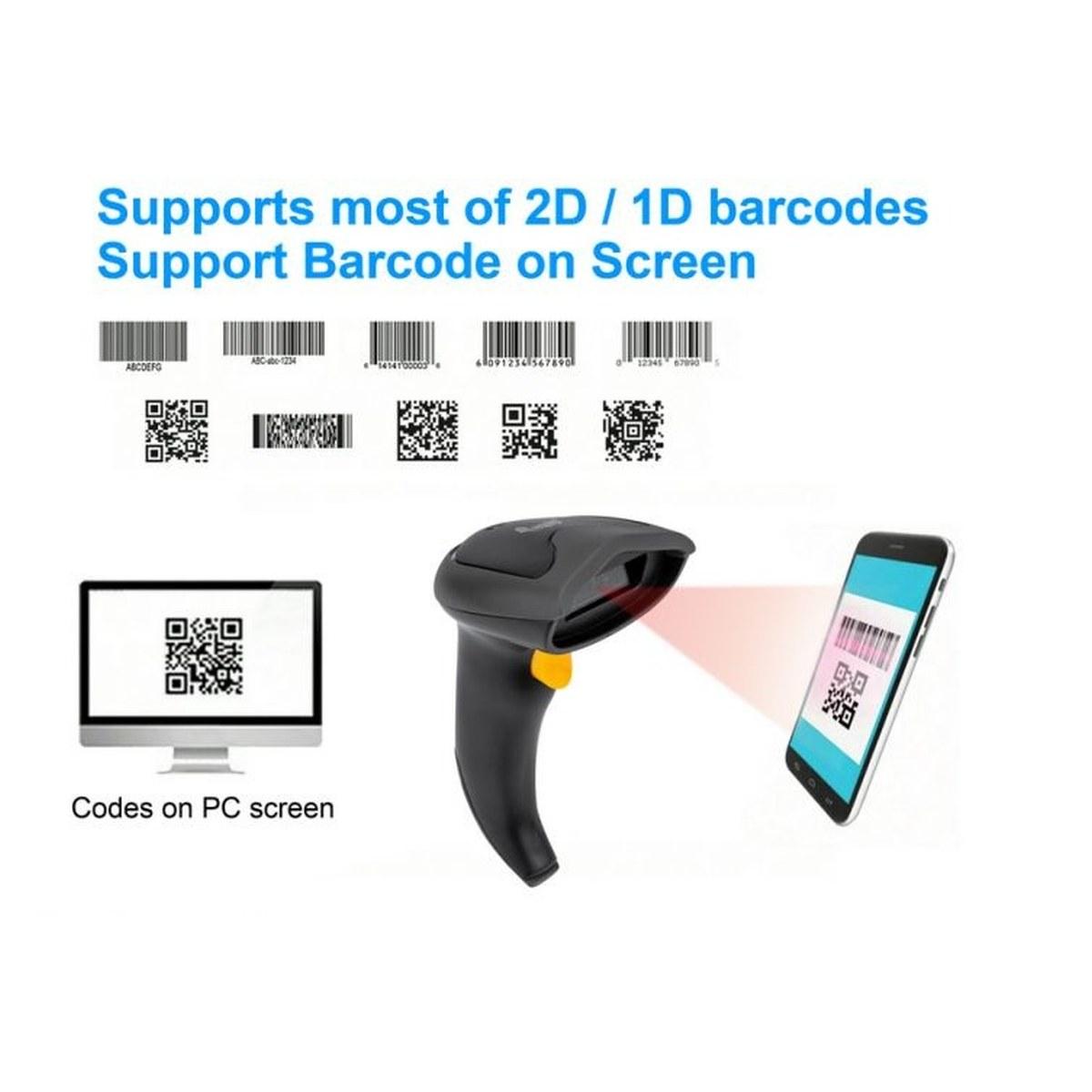 Lettore di codici a barre 2d dual mode wireless 2.4ghz + bluetooth, con supporto, 351029