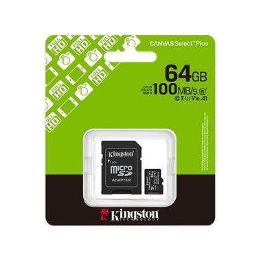 Micro sd kingston sdcs3/64gb - 64gb classe 10, 100 mb/s, uhs-i con adattatore canvas select