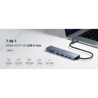 Dongle usb-c 7 in 1, hdmi, usb-c, usb 3.0, lettore di card