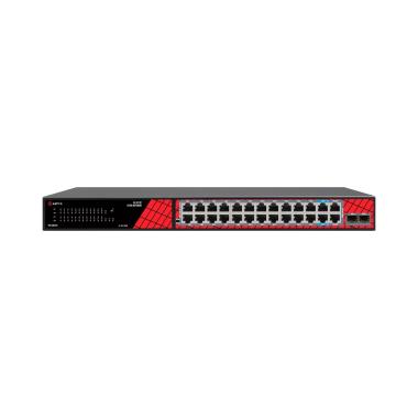 Safire switch hi-poe, 24 porte + 2.5ge sfp uplink + 2 uplink rj45, velocitÀ porte gigabit 10/100/1000 mbps, 22 porte poe+ 30w + 2 porte hi-poe 60w, poe watchdog, fino a 300w potenz
