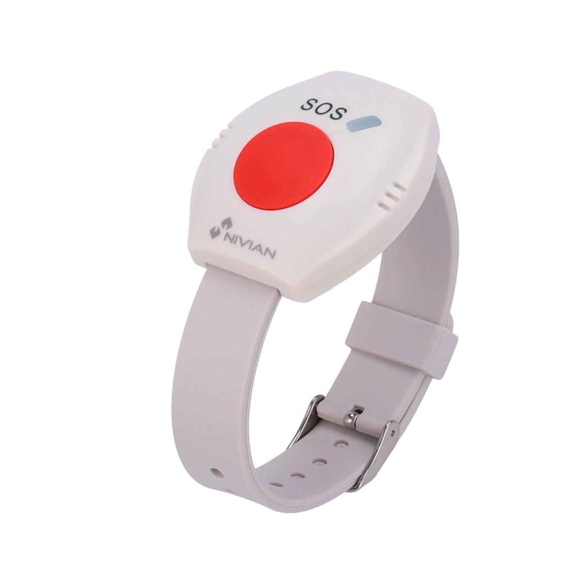 Nivian smart pulsante di emergenza sul braccialetto, compatibile con applicazione mobile, indicatore led, wireless 433mhz, funziona con i sistemi di allarme nivian