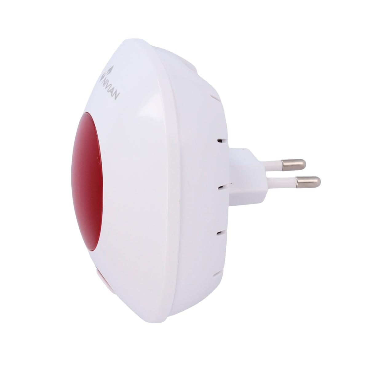 Nivian smart, sirena per interni con batteria di backup, spia luminosa , sirena 85db, wireless 433mhz, compatibile con i kit di allarme nivian