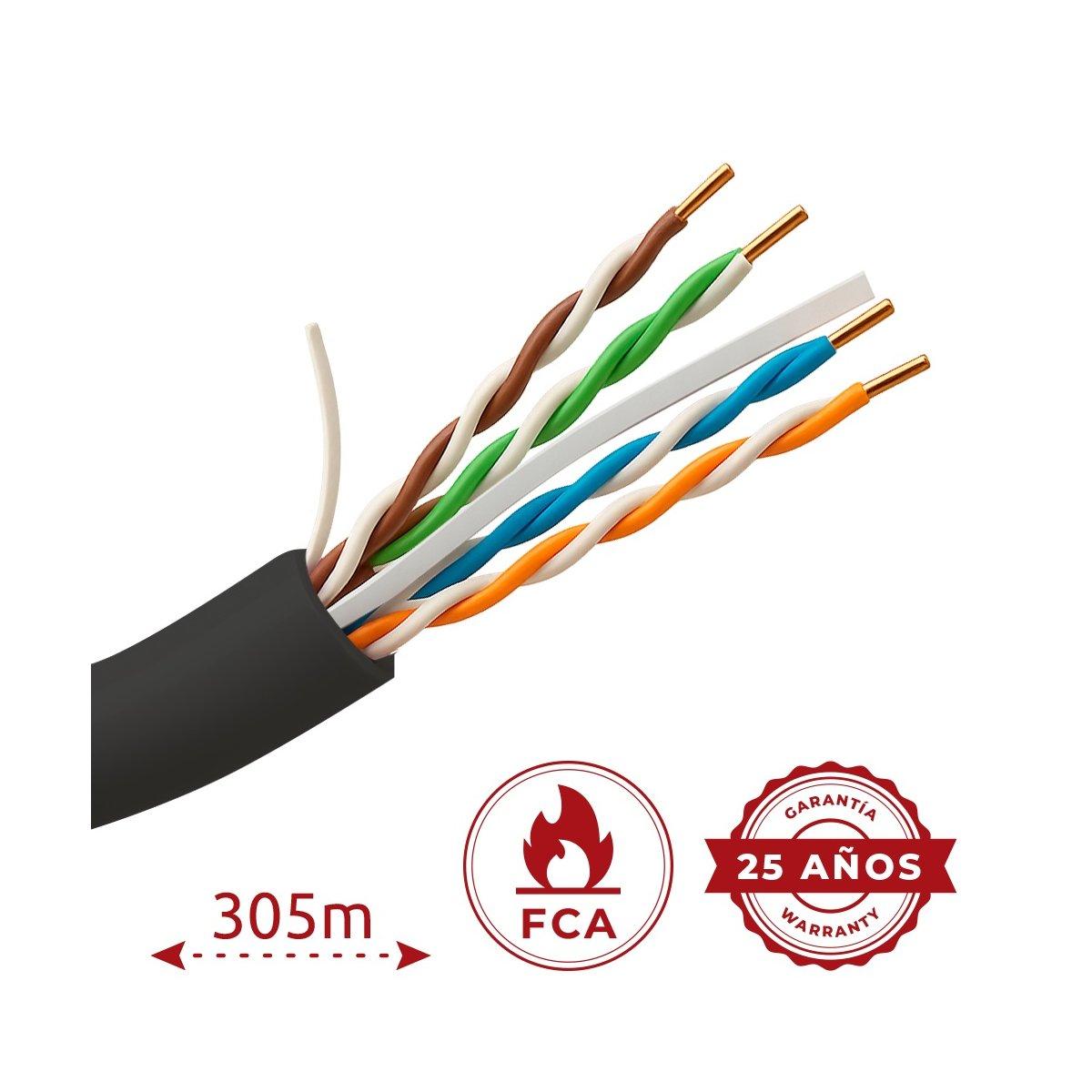 Cavo utp rigido per esterni, categoria 6, soddisfa il test fluke 90m, conduttore ofc, purezza 99.9% rame, bobina da 305 metri, diametro 5.5 mm