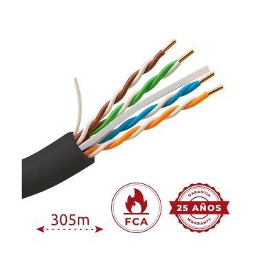 Cavo utp rigido per esterni, categoria 6, soddisfa il test fluke 90m, conduttore ofc, purezza 99.9% rame, bobina da 305 metri, diametro 5.5 mm