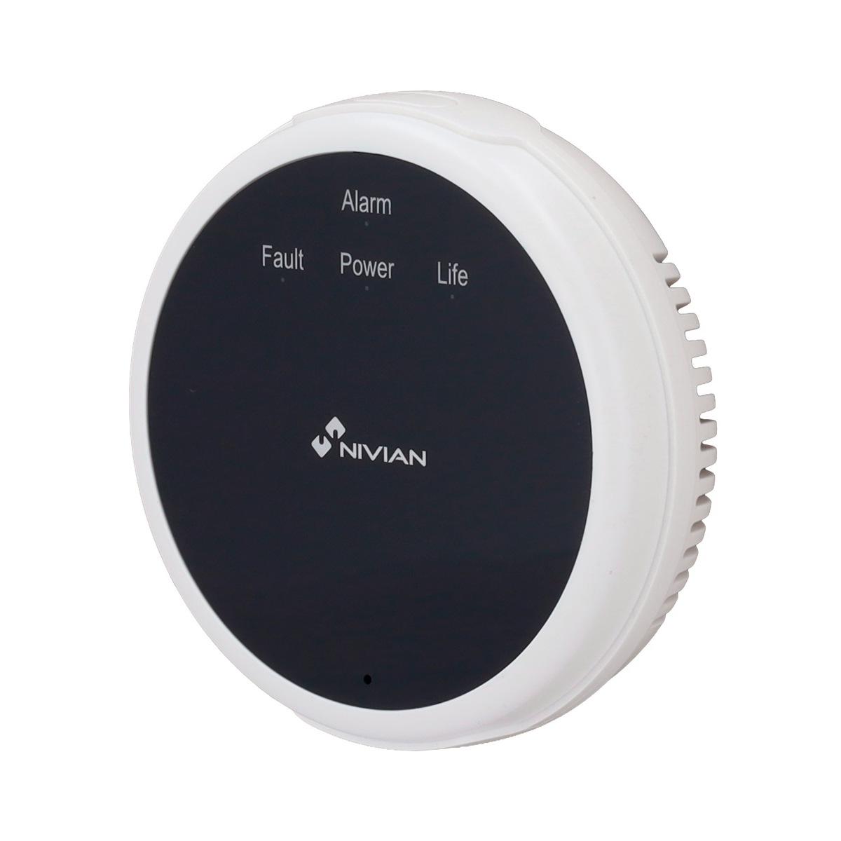 Nivian smart sensore di fughe di gas, alimentazione usb-c, spia luminosa, sirena >70db, funzionamento 24h, compatibile con i kit di allarme nivian