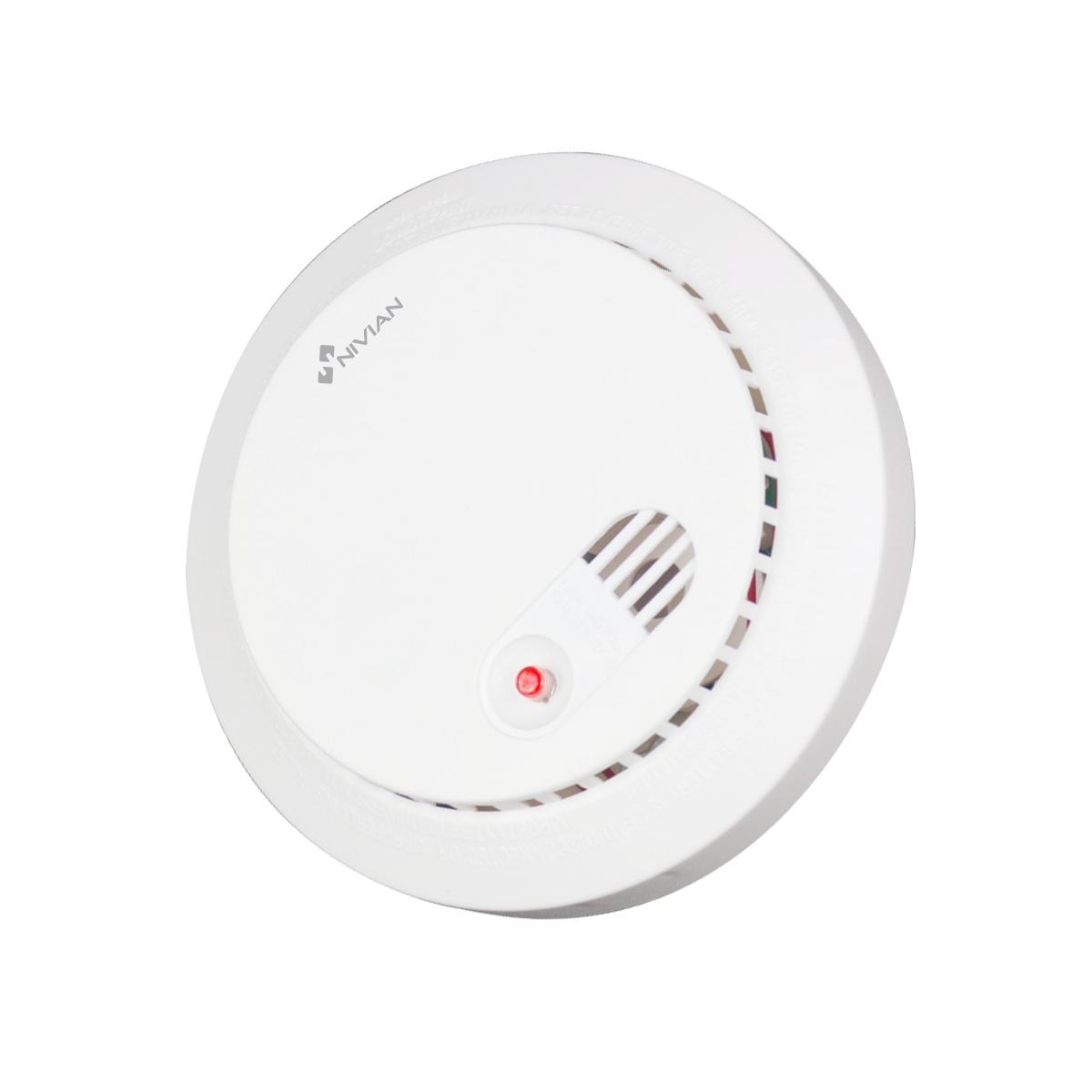Nivian smart rilevatore di fumo, sirena integrata e led, funzionamento con centrale o stand alone, wireless 433 mhz, compatibile con la centrale d'allarme nivian smart