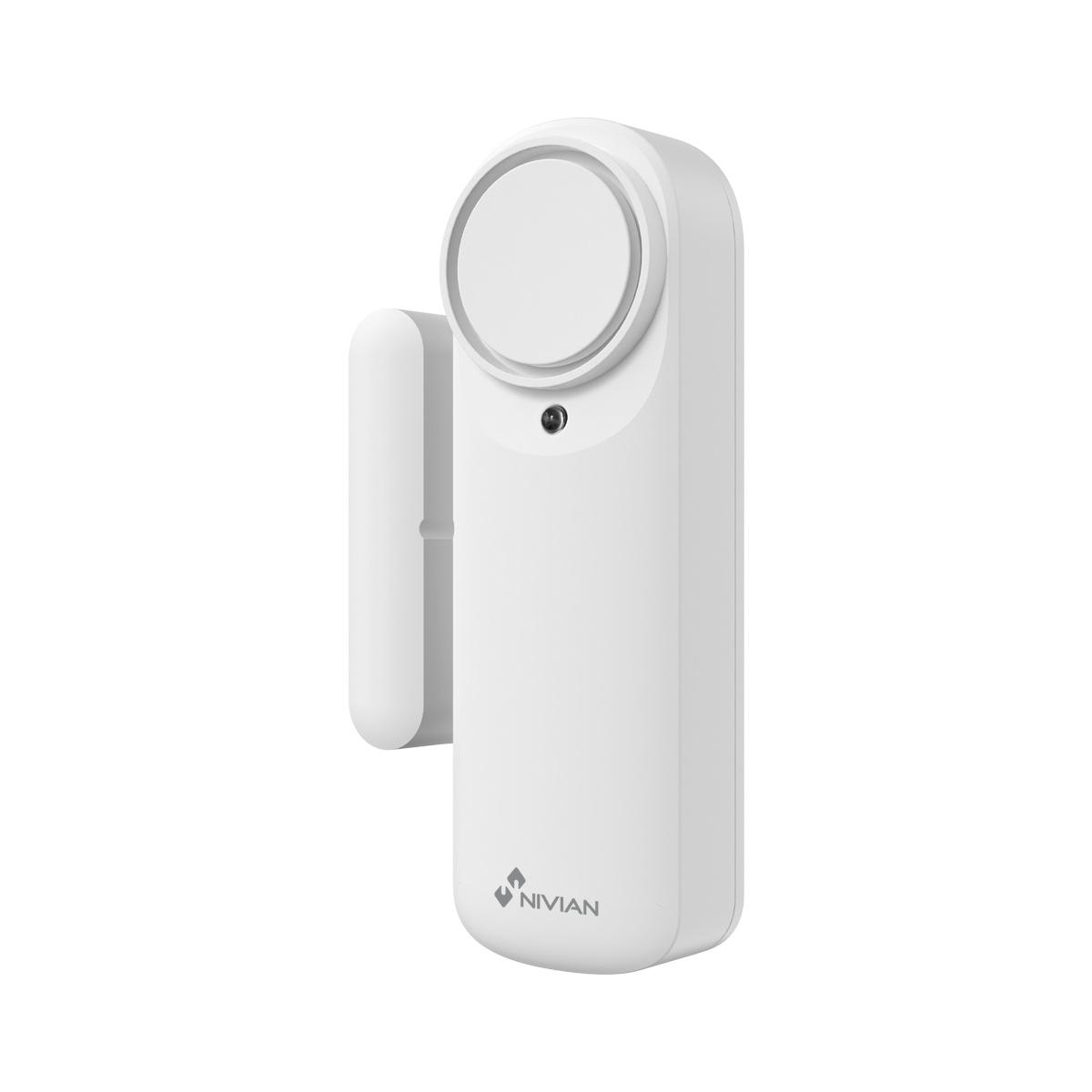 Sensore di allarme per porte, wifi 2.4 ghz,  a batteria, nessun cavo / lunga autonomia, tasto meccanico, installazione semplice, gestione dall'app