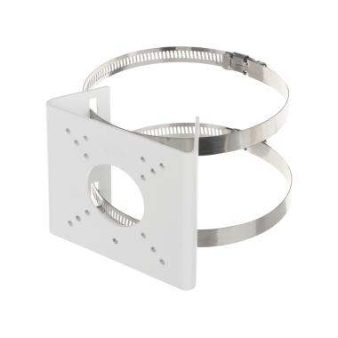 Staffa da palo per telecamere bullet, adatto per uso esterno, diametro 55 - 127 mm, colore bianco| 99 mm (h) x 90 (l) x 38 (p), passacavo