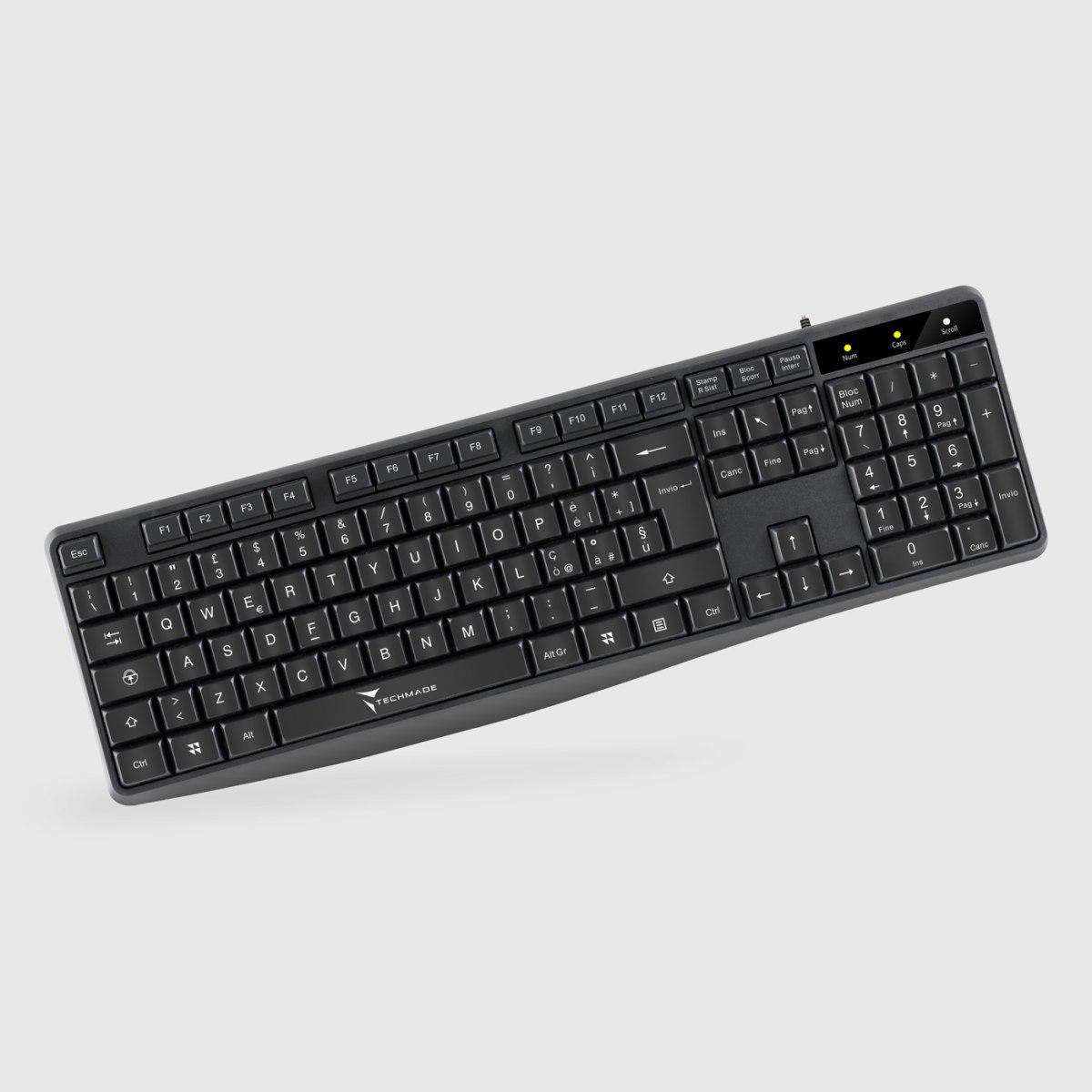 Techmade tastiera con filo usb colore nero