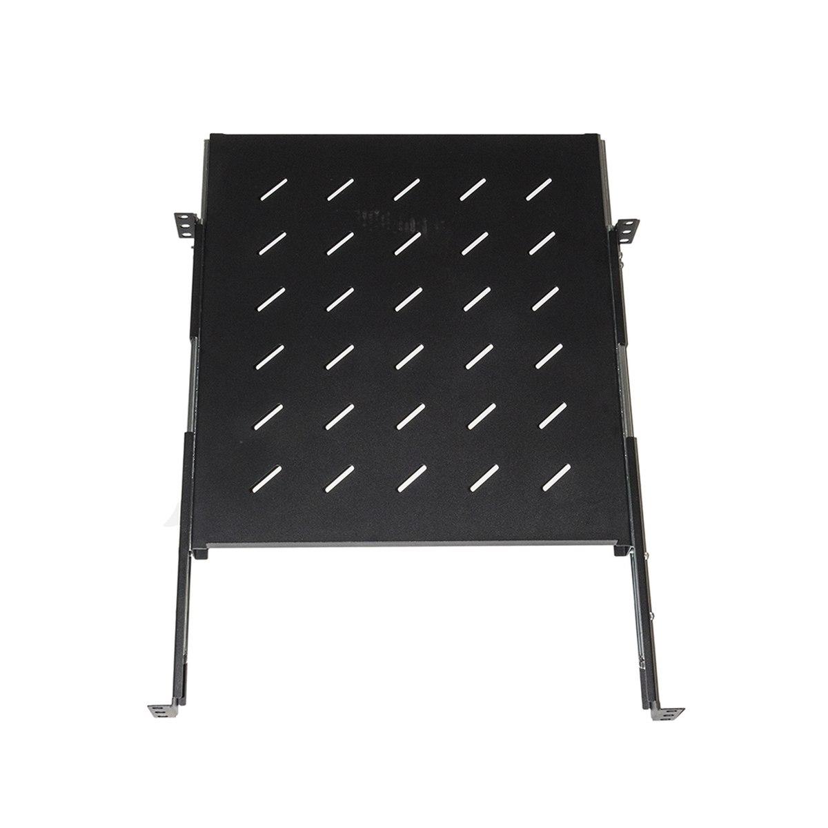 Ripiano universale per armadio rack estraibile su binari telescopici 1 unita' nero 550mm.