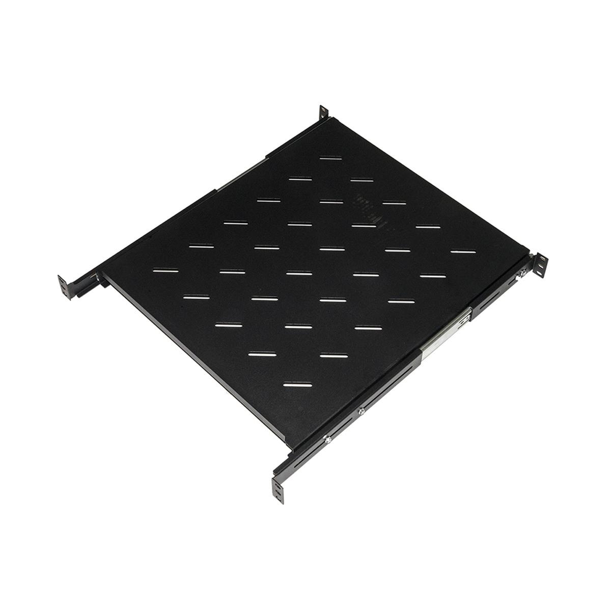 Ripiano universale per armadio rack estraibile su binari telescopici 1 unita' nero 550mm.