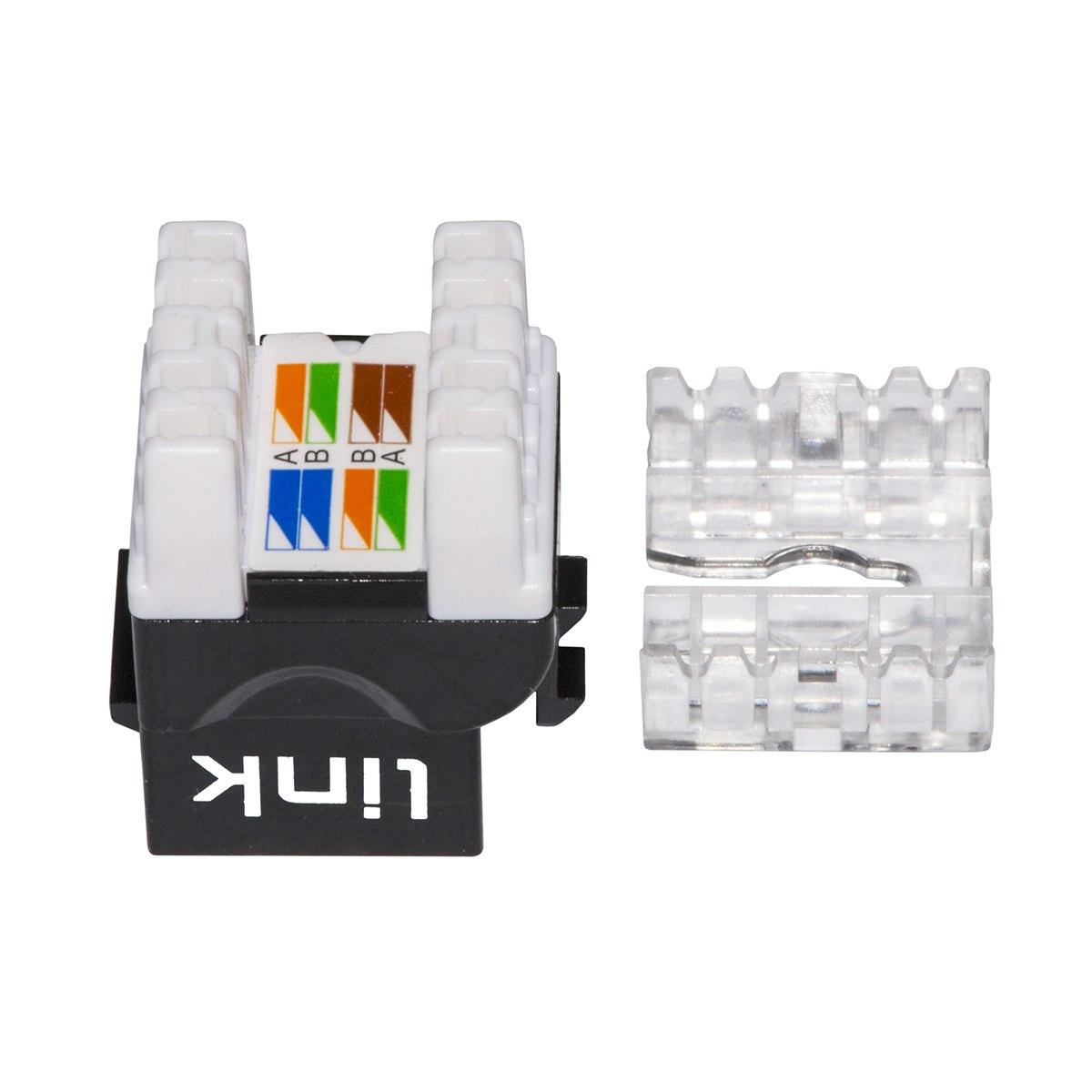 Presa rete keystone jack rj45 categoria 6 utp colore nero 180? contatti dorati 50 micron