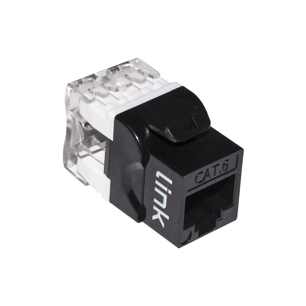 Presa rete keystone jack rj45 categoria 6 utp colore nero 180? contatti dorati 50 micron