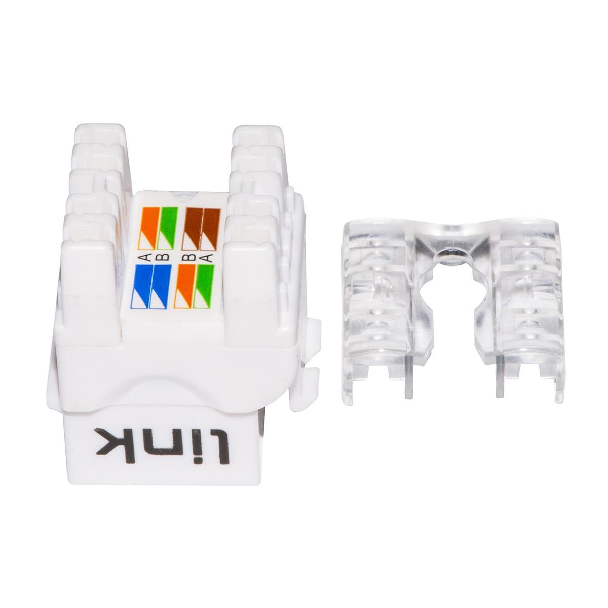 Presa rete keystone jack rj45 categoria 6 utp colore bianco 180? contatti dorati 50 micron