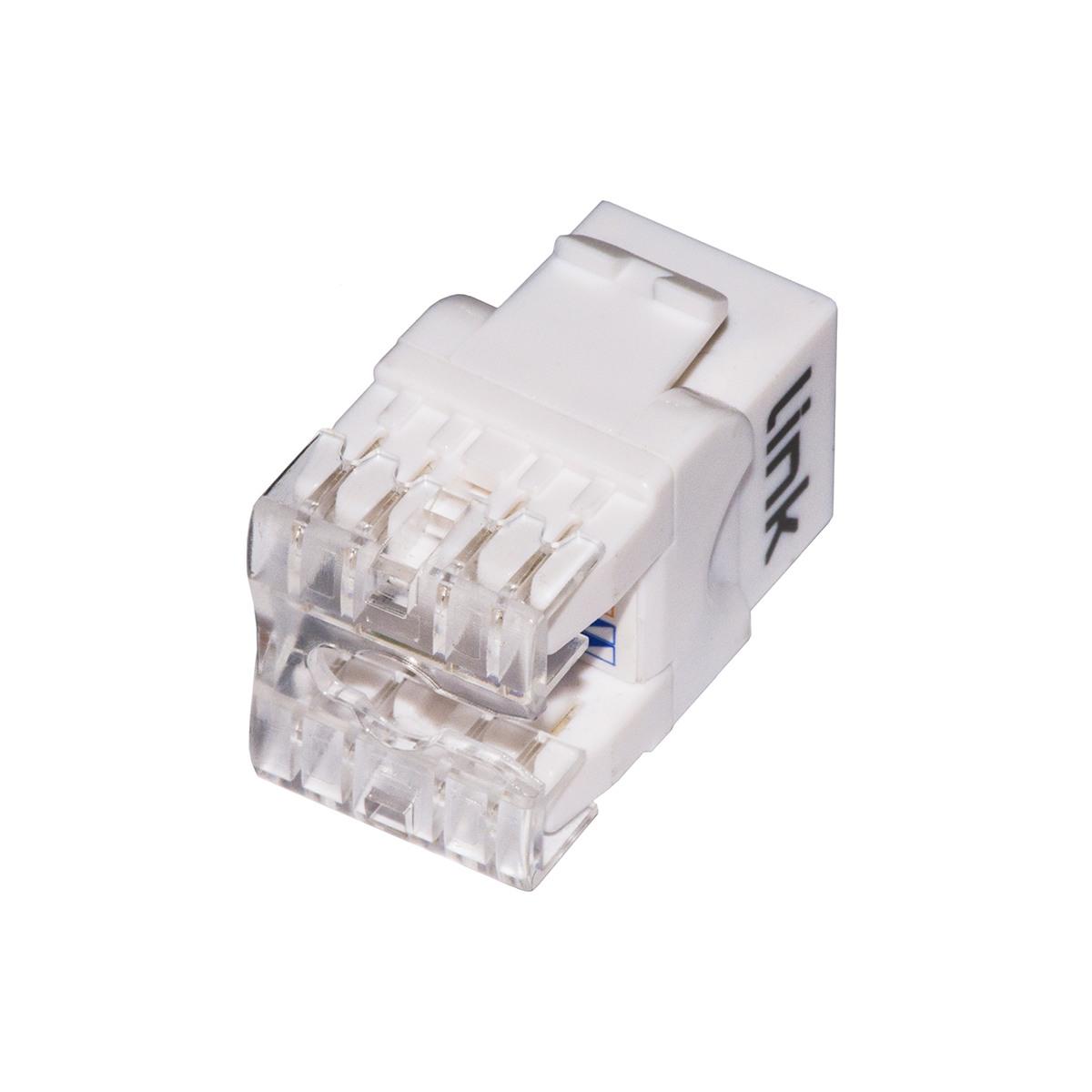 Presa rete keystone jack rj45 categoria 6 utp colore bianco 180? contatti dorati 50 micron