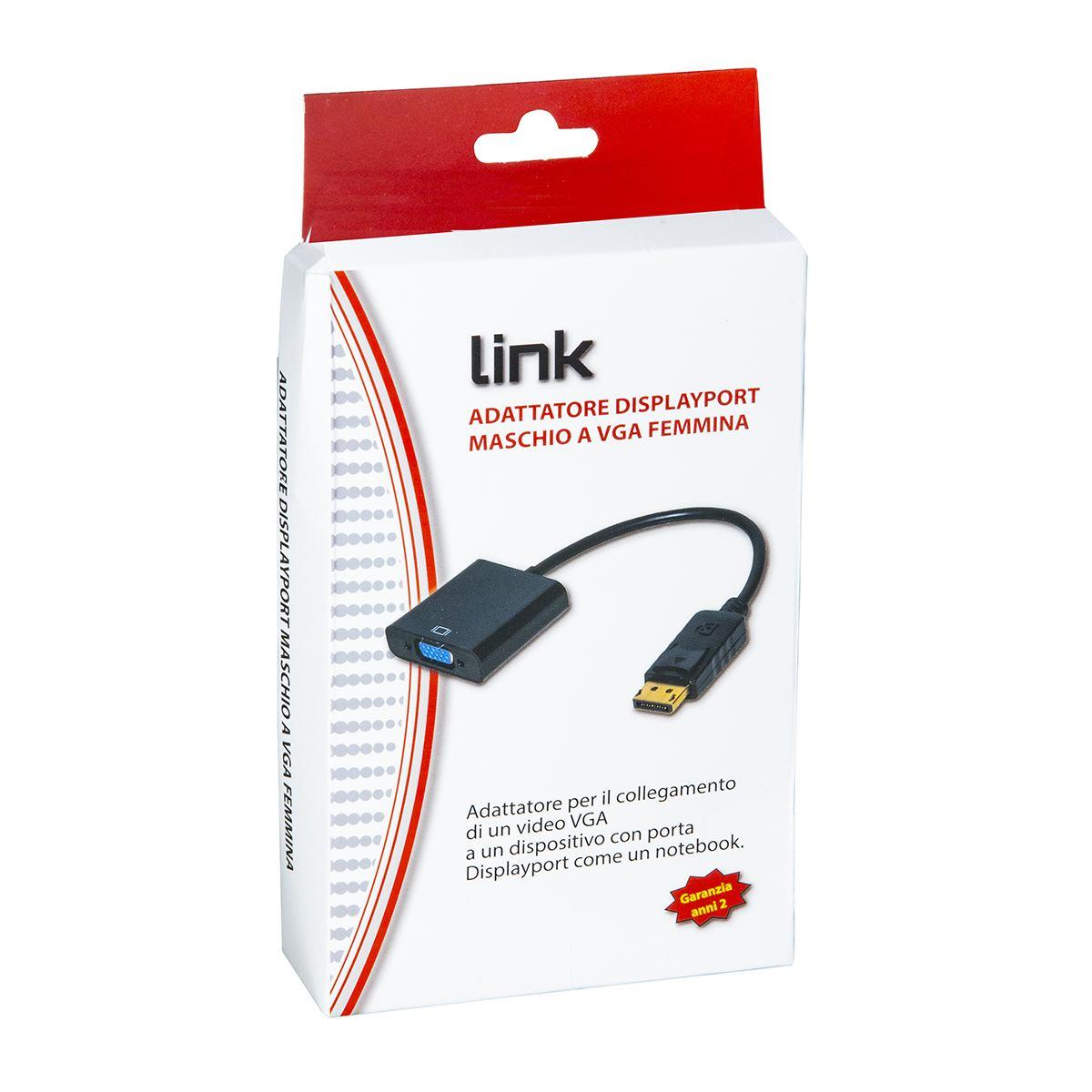 Adattatore displayport maschio a vga femmina cm 15