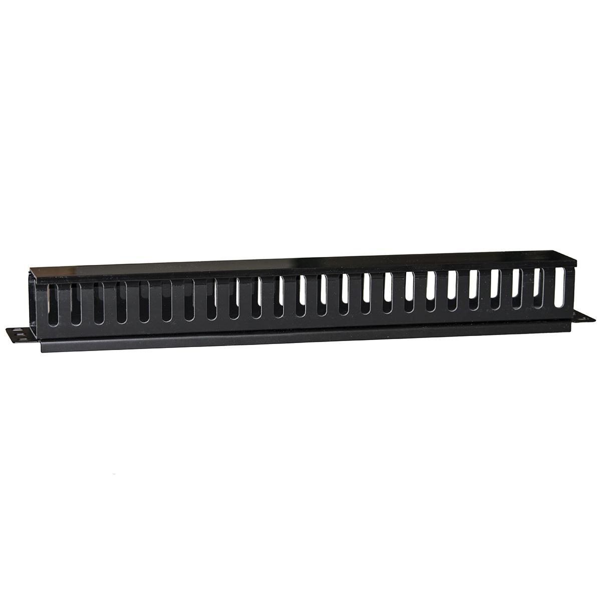 Pannello passacavi 1 unita' a gabbia per rack con coperchio scorrevole 25 slot colore nero, lkor1ul
