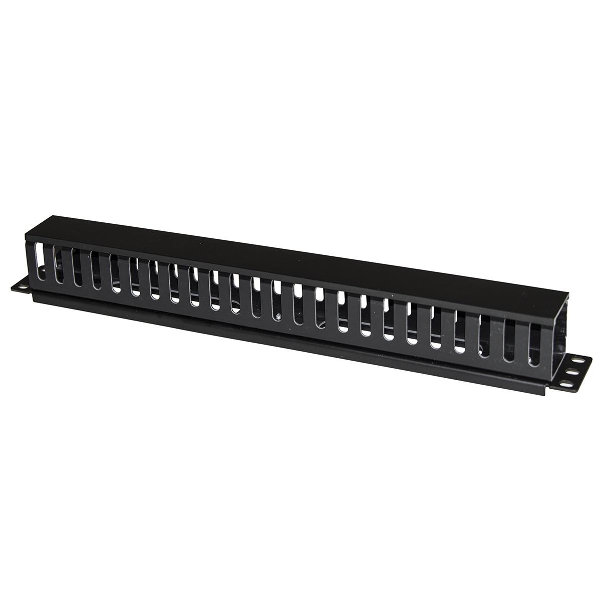 Pannello passacavi 1 unita' a gabbia per rack con coperchio scorrevole 25 slot colore nero, lkor1ul