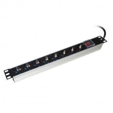 MULTIPRESA DA RACK 19" 8 PRESE SCHUKO CON INTERRUTTORE SPINA SCHUKO 16A, LMMP08S